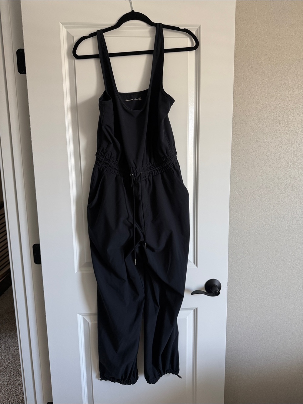 Abercrombie & Fitch Black Utility Jumpsuit with Drawstring Waist and Ankle Cuffs